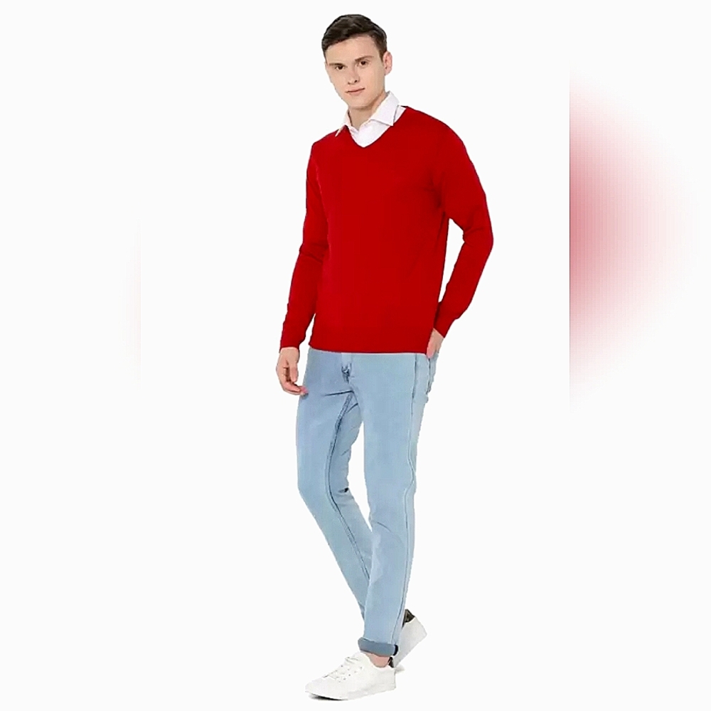 🆕️ Red Allen Solly 100% Merino Wool Sweater - Picture 2 of 12